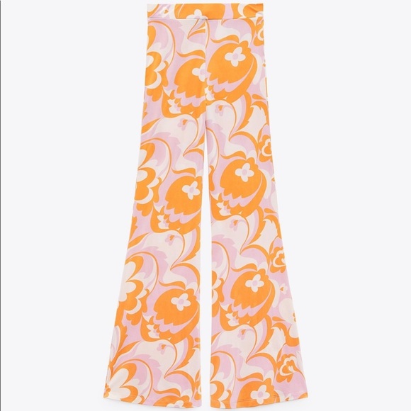 ZARA Floral Printed Flared Pants - Picture 4 of 4